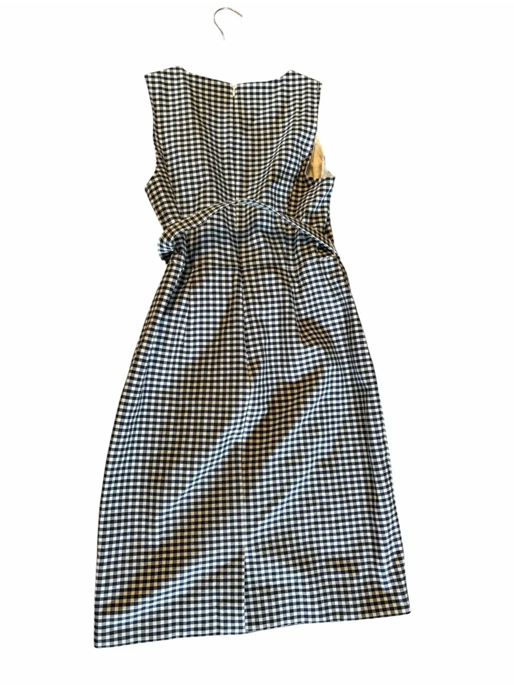 J. Crew Blue & White Gingham Matching Belt Sleeveless Classic Sheath Midi Dress